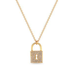 Gold & Diamond Padlock Necklace