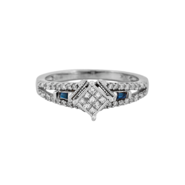 Invisible-Set Diamond & Sapphire Ring