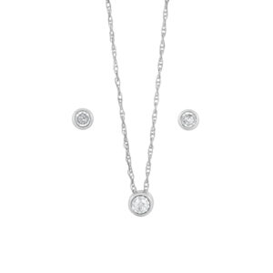 Diamond Stud & Necklace Matching Set