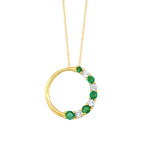 Emerald & Diamond Circle Necklace