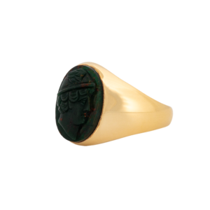 14k Gold Bloodstone Cameo Ring