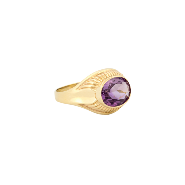 Bezel-Set Amethyst Ring