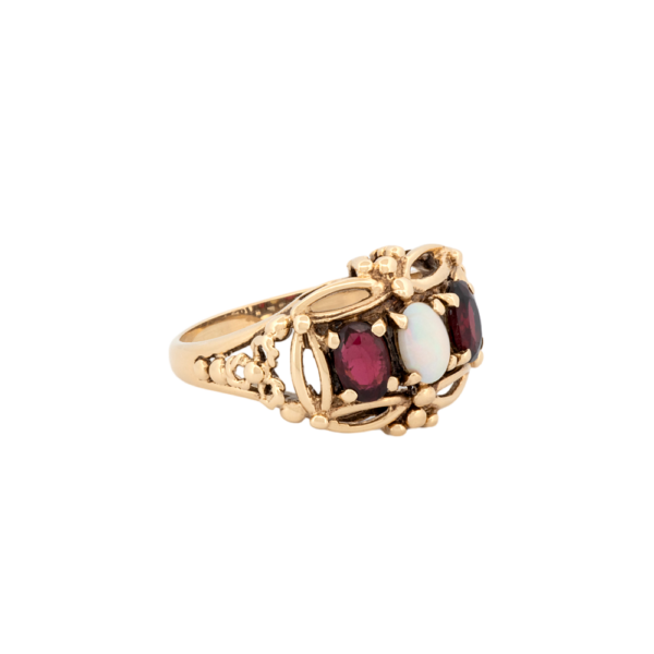 Opal & Garnet Trinity Ring