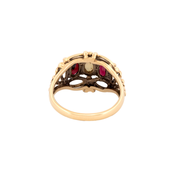 Opal & Garnet Trinity Ring