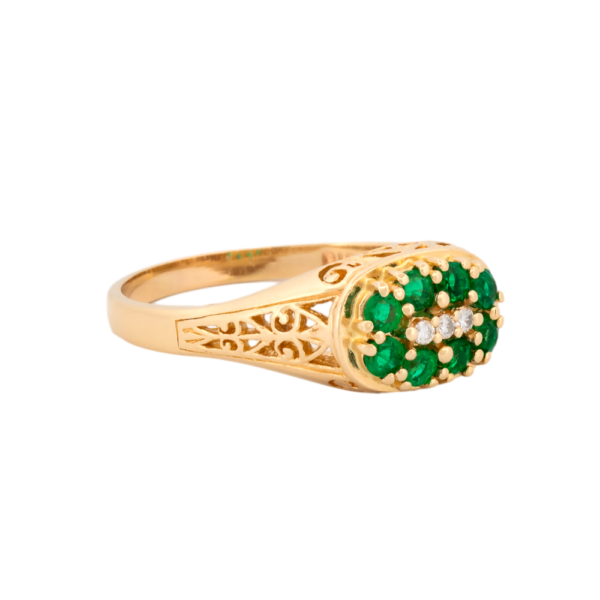 Emerald & Diamond Filigree Ring