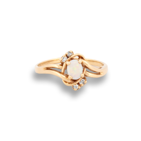 Gold Opal & Diamond Ring