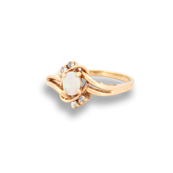 Gold Opal & Diamond Ring