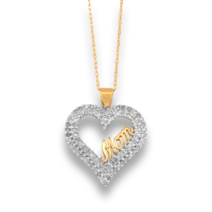 Two-Tone Gold Diamond “Mom” Necklace