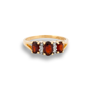 Garnet & Diamond Trinity Ring