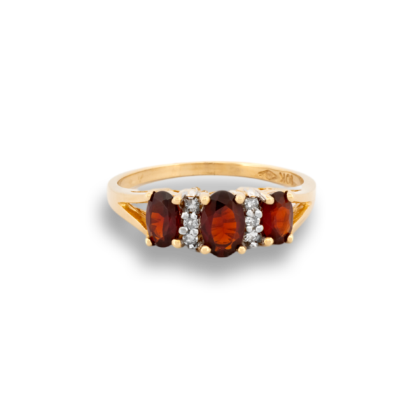 Garnet & Diamond Trinity Ring