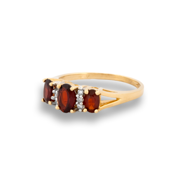 Garnet & Diamond Trinity Ring