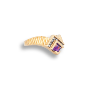 Amethyst & Diamond Chevron Ring