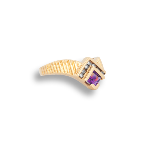 Amethyst & Diamond Chevron Ring