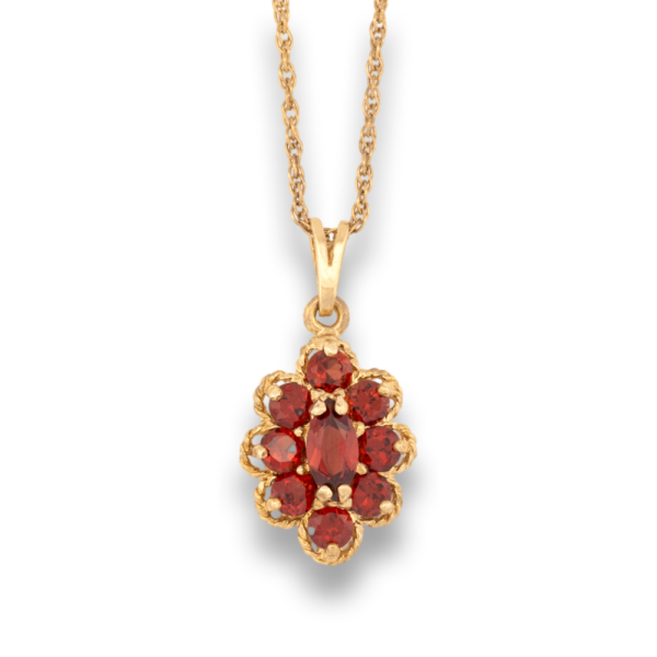 Vibrant Garnet Cluster Necklace