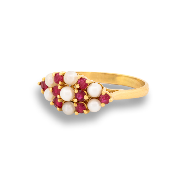 Ruby & Pearl Staircase Ring