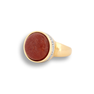 Red Chalcedony & Diamond Ring