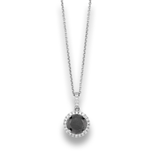 Black Diamond Halo Necklace