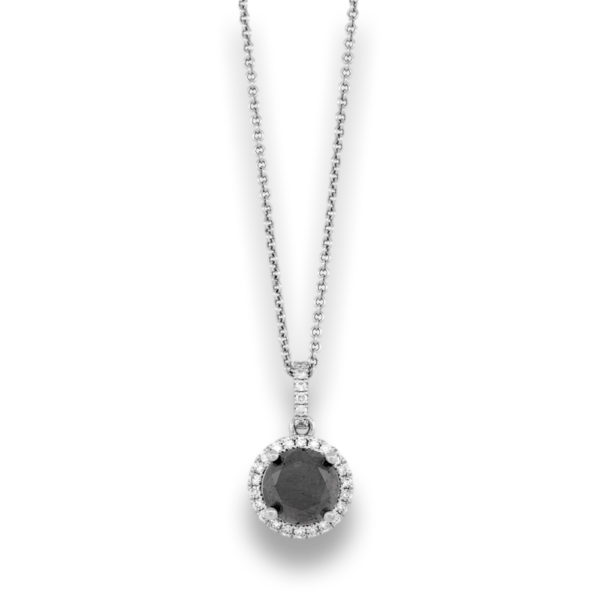 Black Diamond Halo Necklace