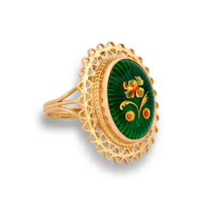 Vintage Enamel Floral Ring