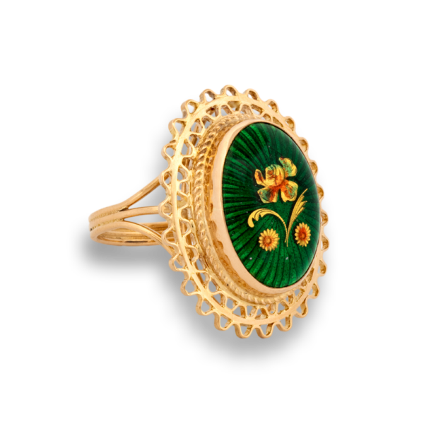 Vintage Enamel Floral Ring