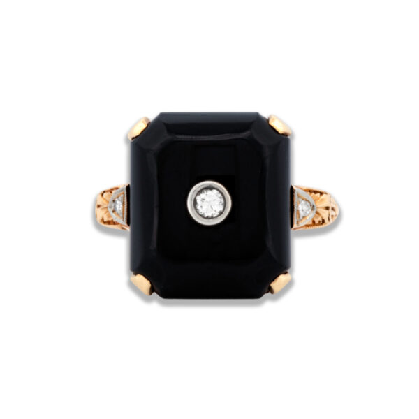 Art Deco Onyx & Diamond Ring