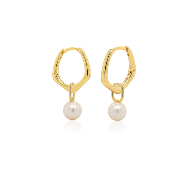 Gold Vermeil Pearl Drop Huggies