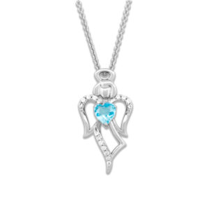 Sterling Blue Topaz Angel Necklace