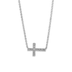 Sideways Diamond Cross Necklace