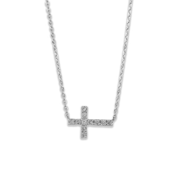 Sideways Diamond Cross Necklace