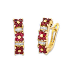 Ruby & Diamond Huggie Earrings