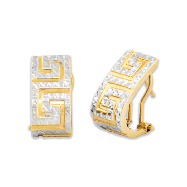 Two-Tone Greek Key Earrings