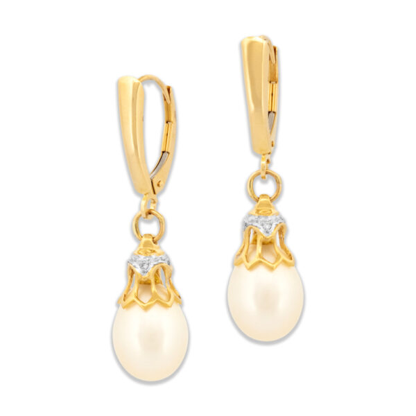 Pearl & Diamond Drop Earrings