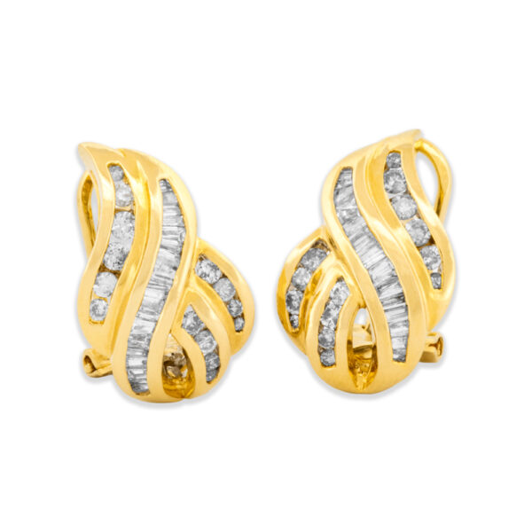 18k Gold & Diamond Omega Earrings