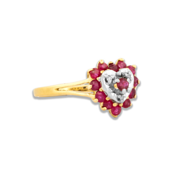 Ruby & Diamond Heart Ring