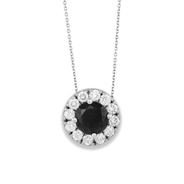 Black Diamond Halo Necklace