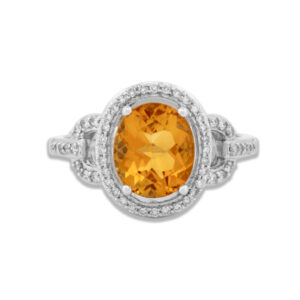 Citrine & Diamond Ring in 18k Gold