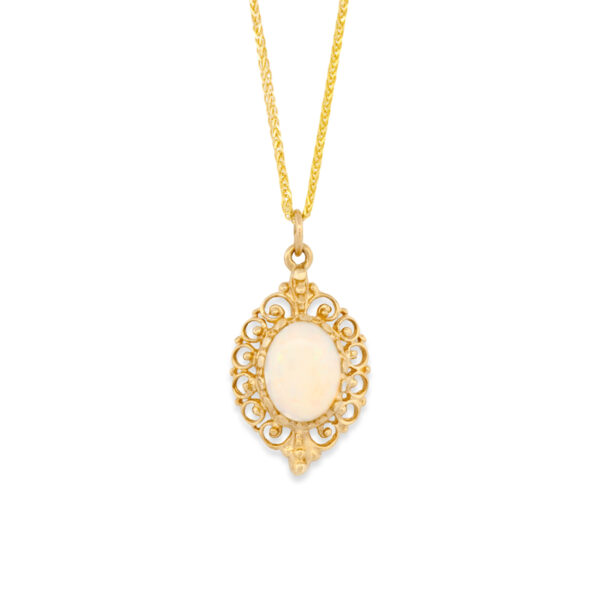 Ornate Gold Opal Necklace