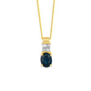 Sapphire & Princess Cut Diamond Necklace