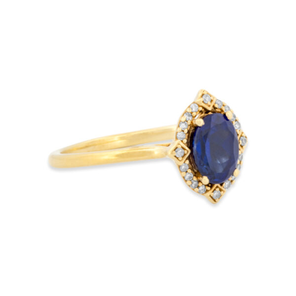 Sapphire & Diamond Halo Ring