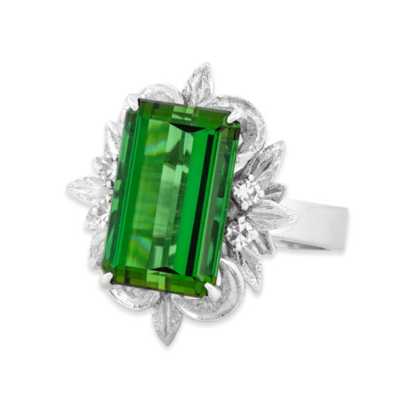 Green Tourmaline & Diamond Ring