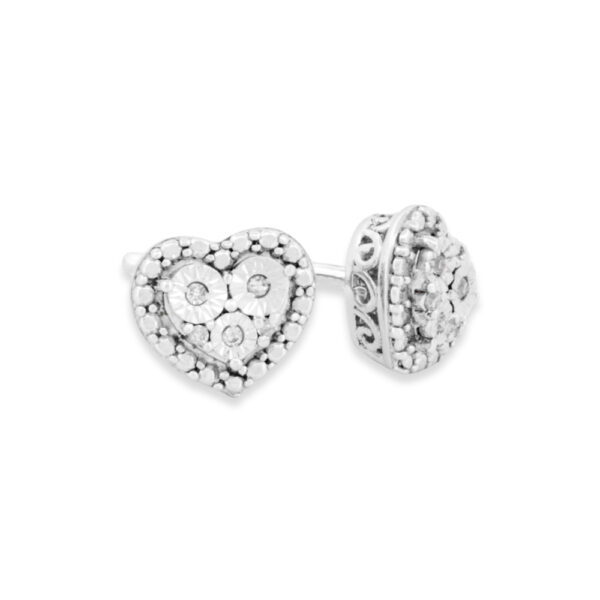 Sterling & Diamond Heart Studs