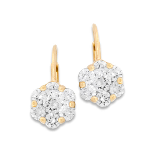 Diamond Cluster Leverback Earrings