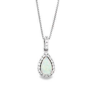 Opal & White Sapphire Necklace