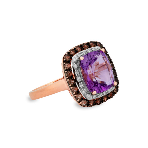 Amethyst, Quartz & Diamond Ring