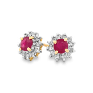 Ruby & Diamond Stud Earrings