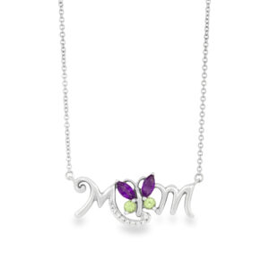Sterling Gemstone “Mom” Necklace