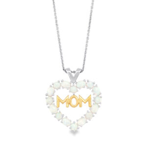 Opal Heart “Mom” Necklace