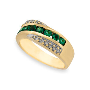 Lab-Grown Emerald & Diamond Band