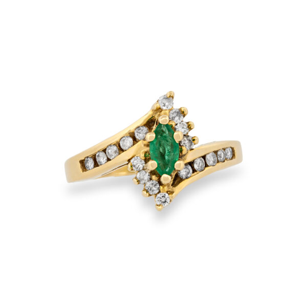 Emerald & Diamond Bypass Ring