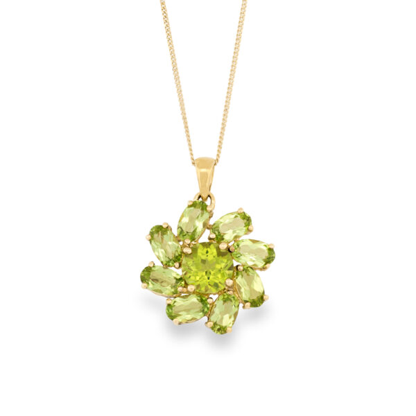 Floral Peridot Cluster Necklace